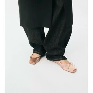 NWT ZARA SATIN BOW BALLET FLATS